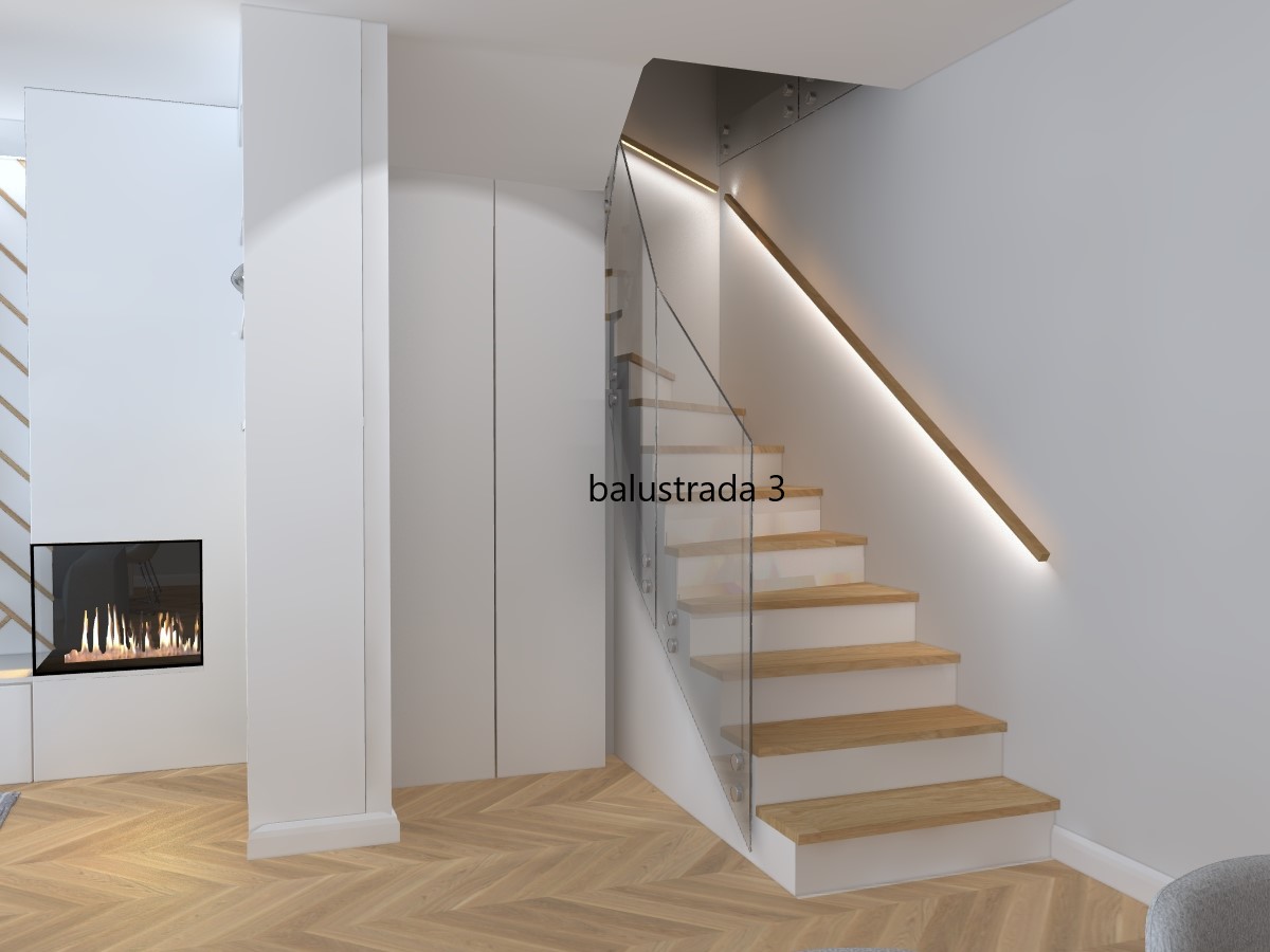 Schody z balustradą szklaną